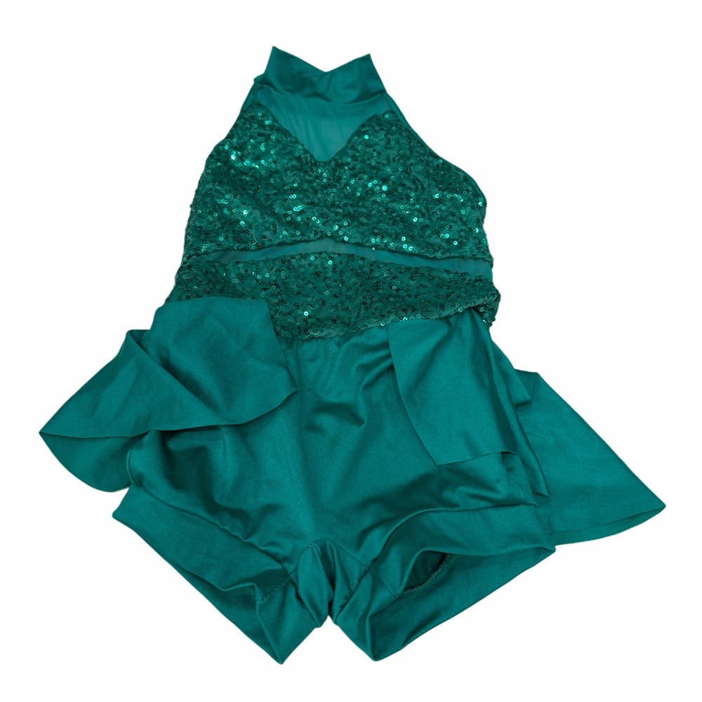 Weissman dance girl costume bodysuit in emerald green size IC